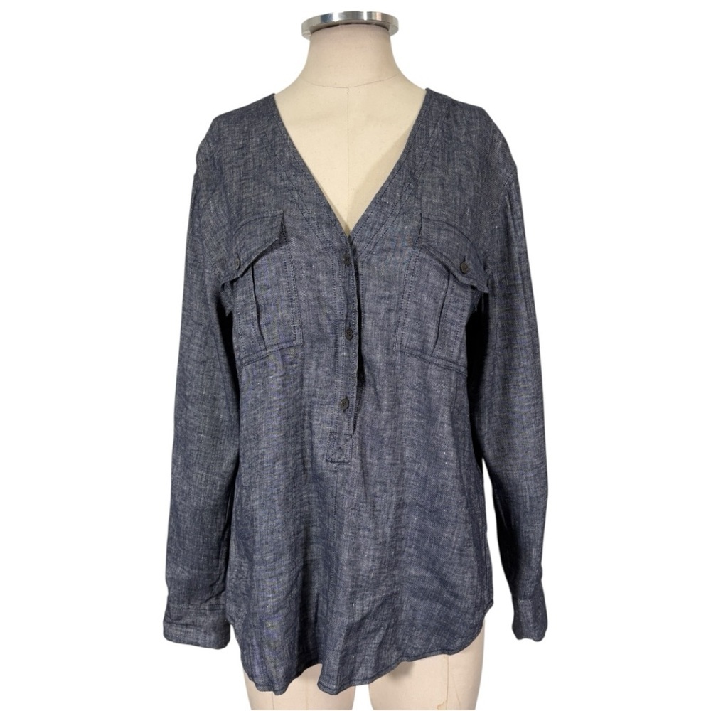 Theory Trisalta Linen Top Size Large - Picture 3 of 12